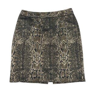 Worthington Metallic Gold Snakeskin Print Lined Skirt Size 4